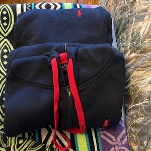 Polo Ralph Lauren sweat suit. Navy blue red inline